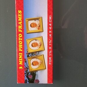 3 Silver Tone Mini Picture Frames